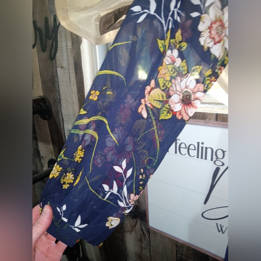EUC Indigo Rose Floral Maxi Dress PM - Picture 3 of 12